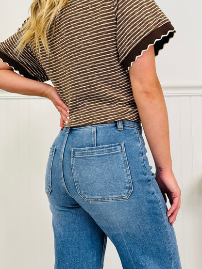 Double Check Tummy Control Wide Leg Cropped Jeans