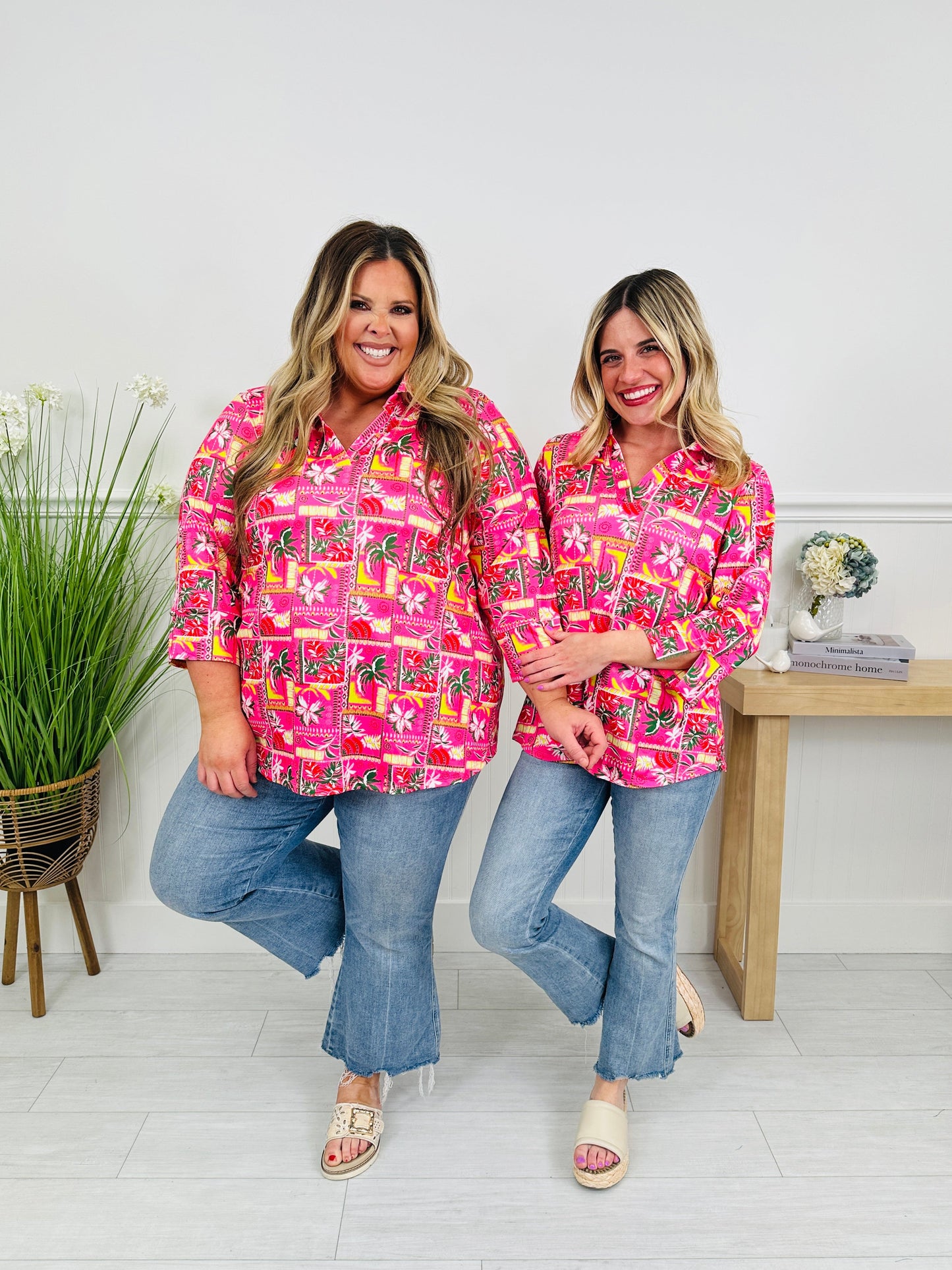 Bloom in Spring Top in Palm Print