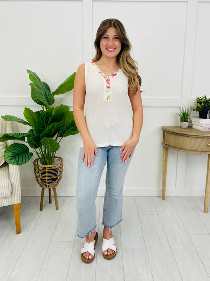 Petal Lined Tank Top In Cream