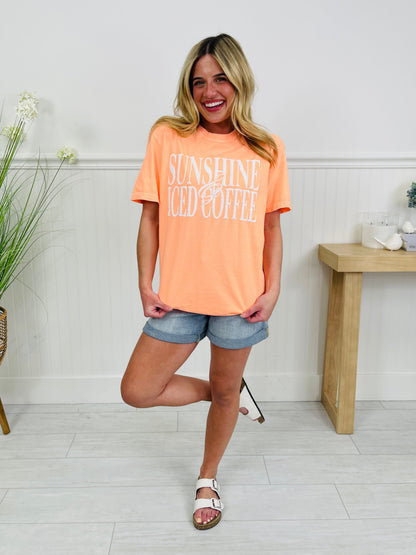 Sunshine And Iced Coffee Graphic Tee in Multiple Colors