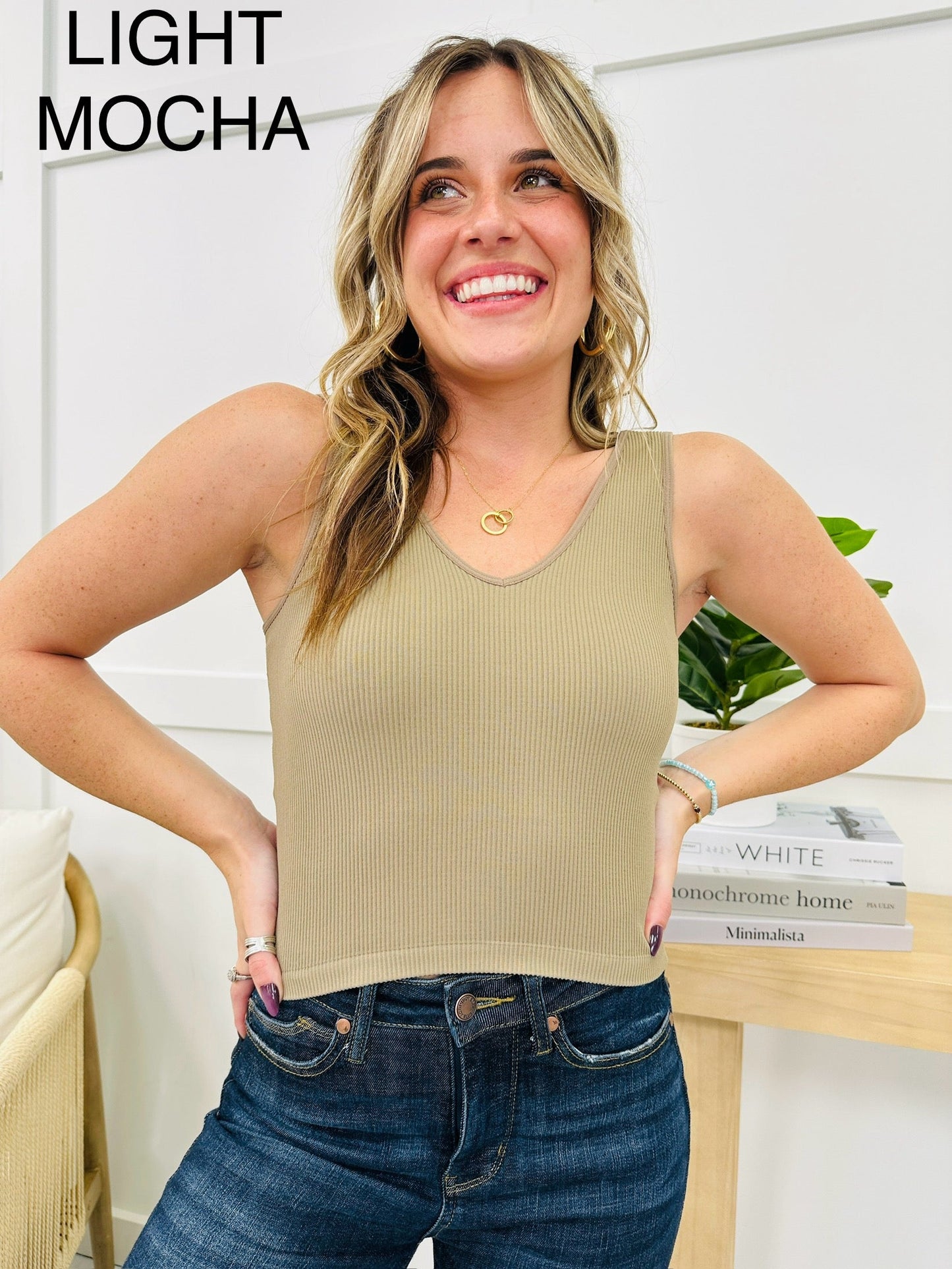 Reversible Ribbed Seamless Shapewear Tank Top in Multiple Colors