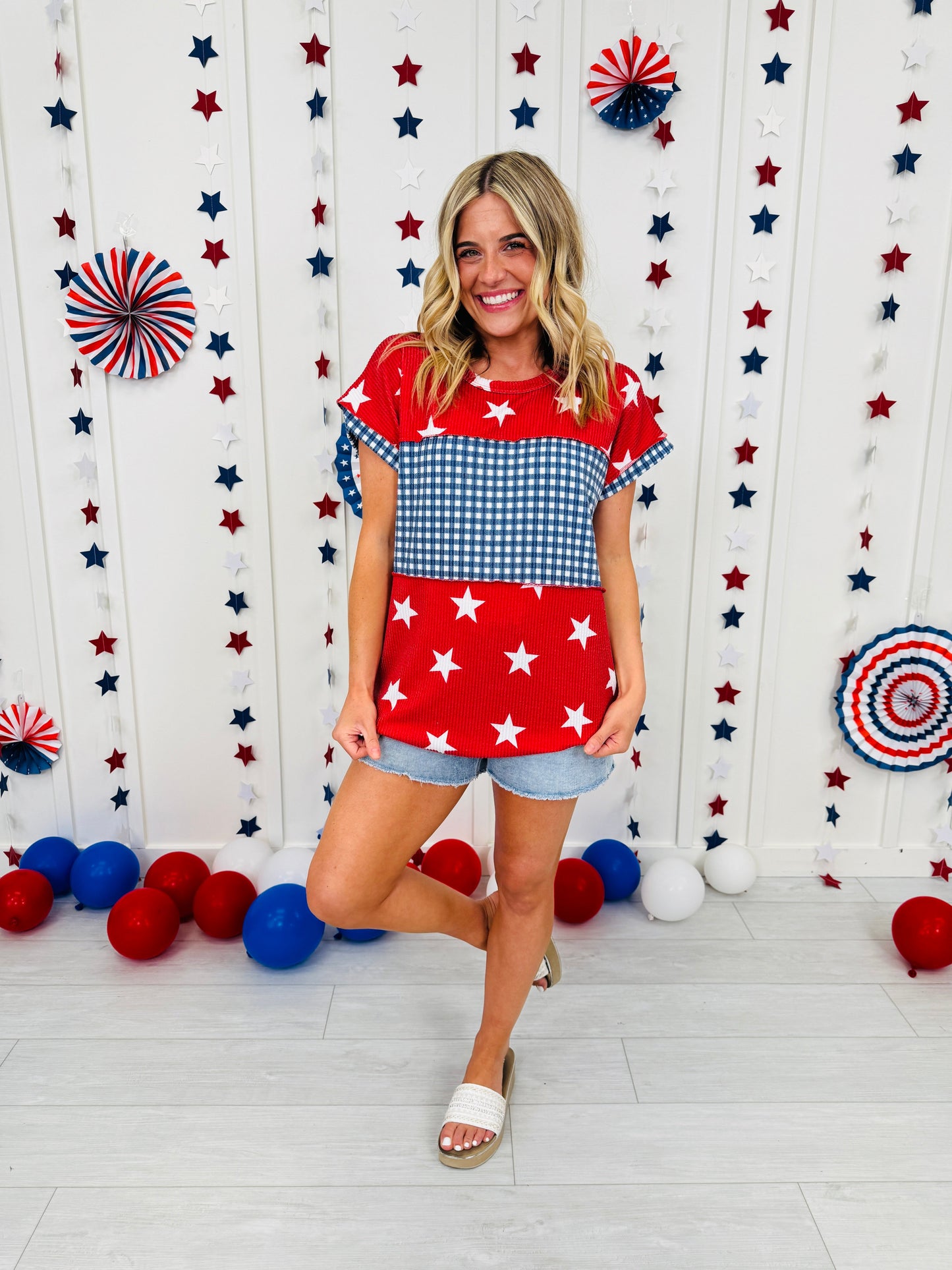 Red, White, and Cute Top in Multiple Colors