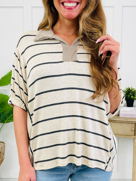 Blush Collar Club Top In Mocha