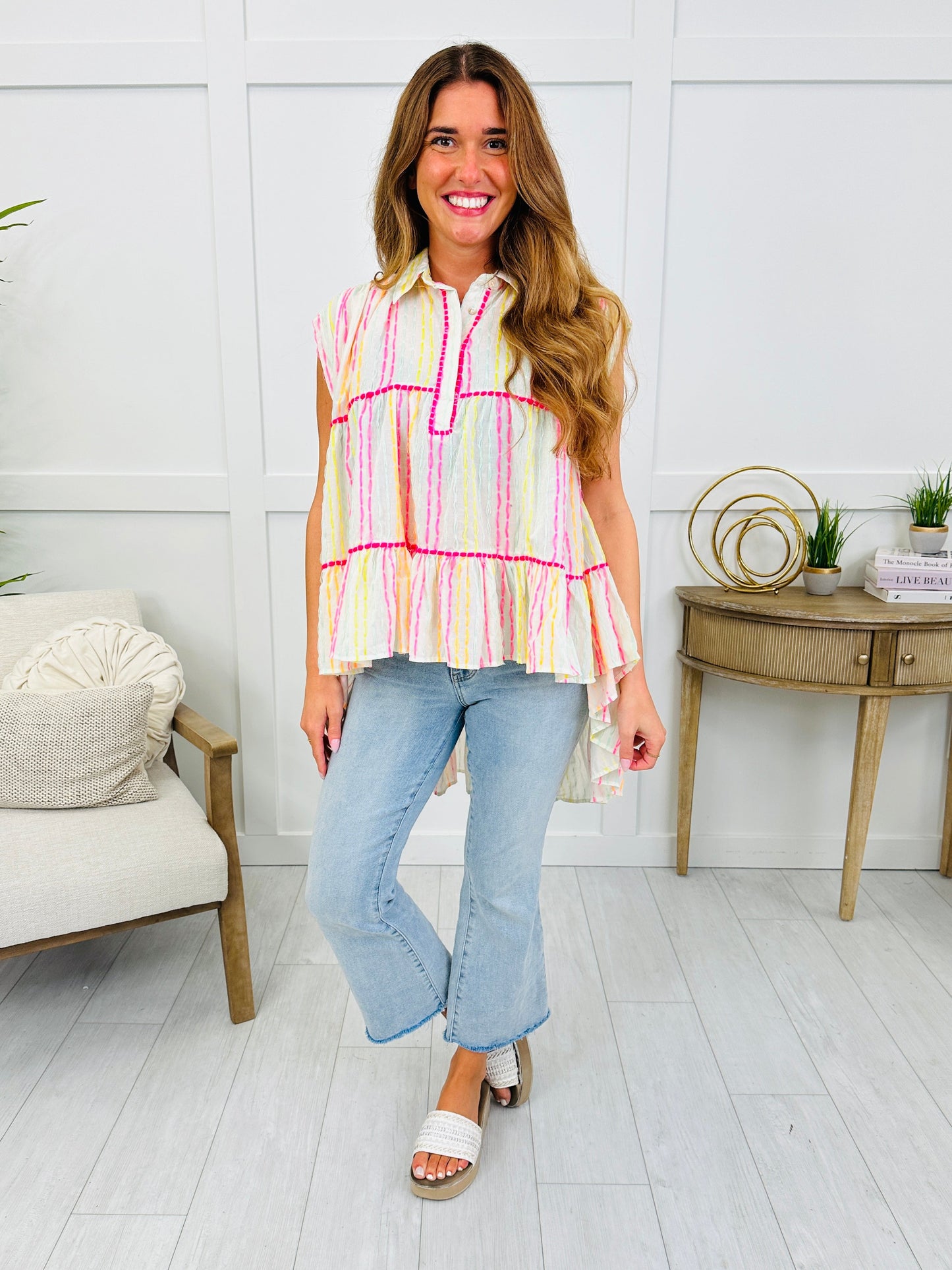 Leave A Little Magic Top In Ivory Multi