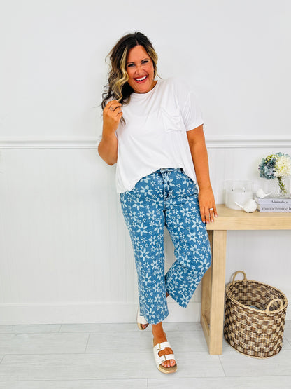 Judy Blue Daisy Daze Cropped Wide Leg Jeans