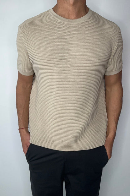 Horizontal Rib Knit Tee Oat