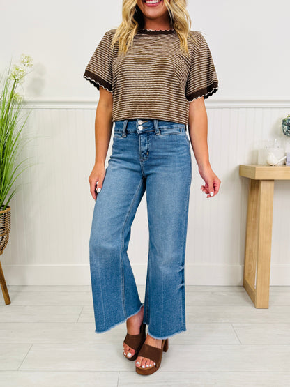 Double Check Tummy Control Wide Leg Cropped Jeans