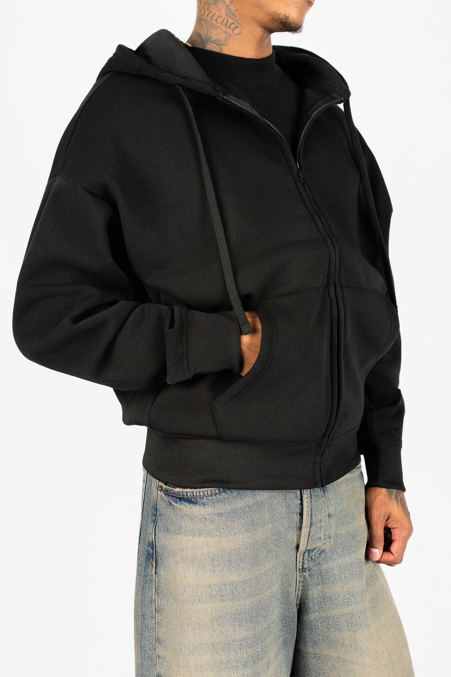 Oversize Drop Shoulder Zip Up Hoodie
