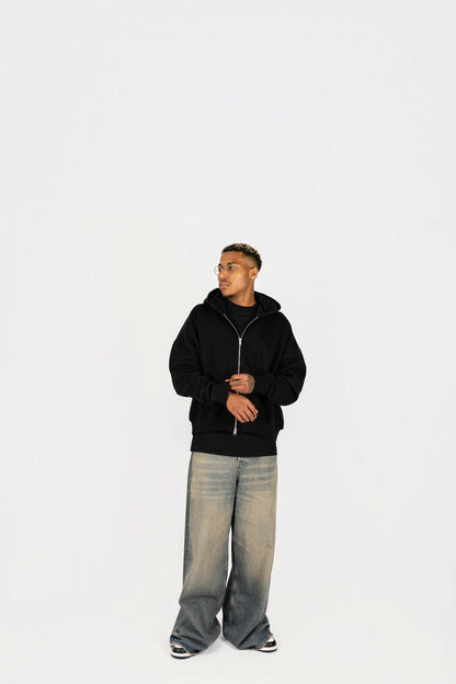 Cropped Double Zip Hoodie