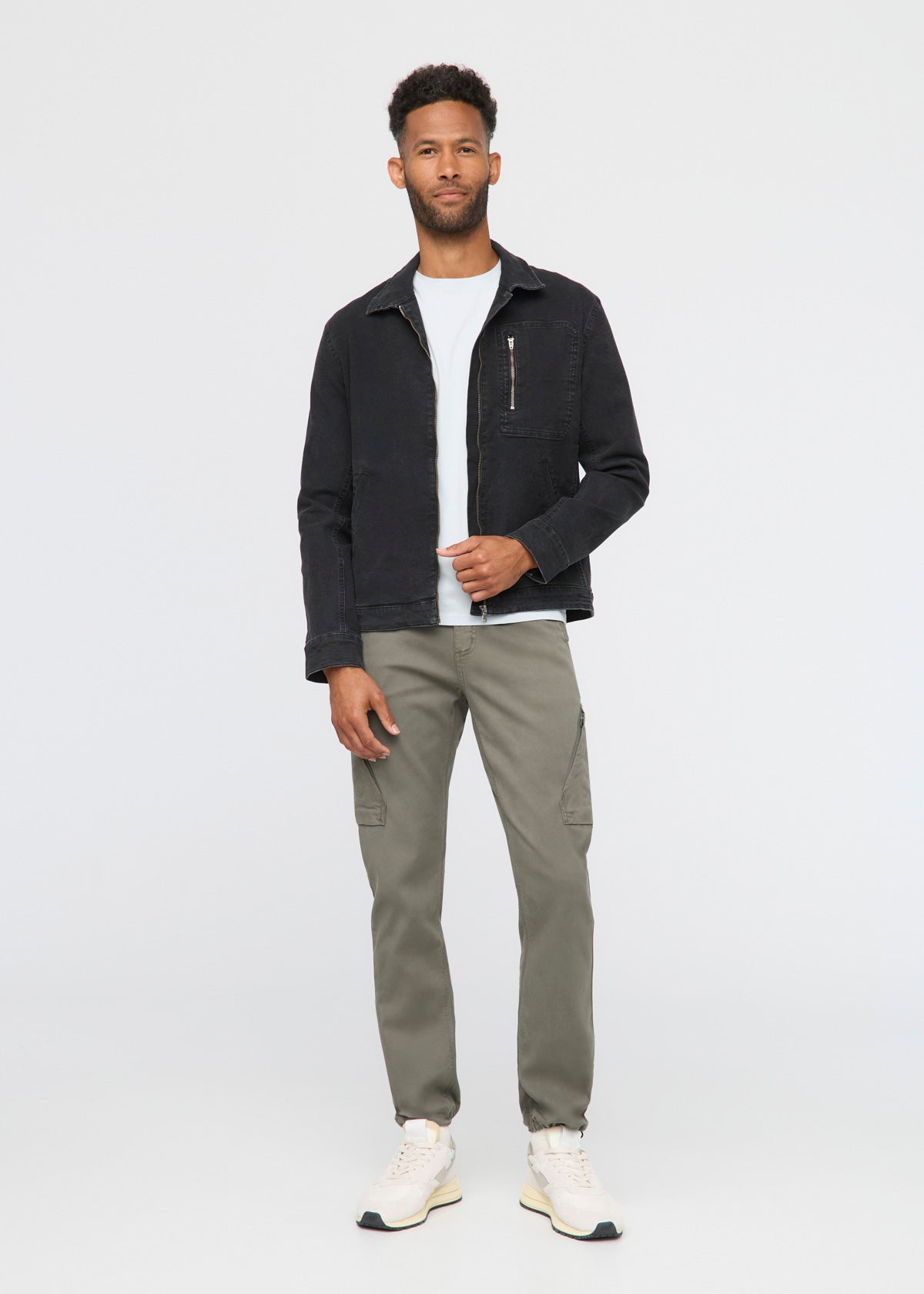 Stretch Canvas Utility Jacket - Black