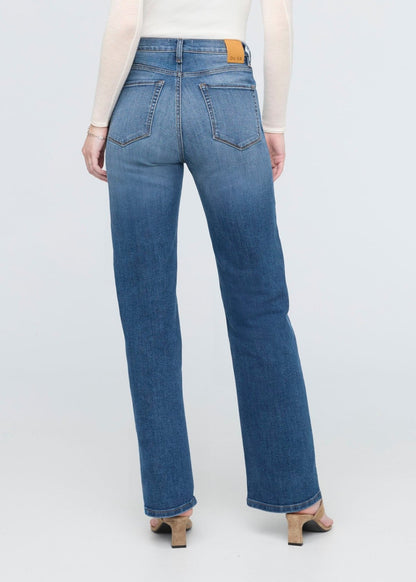 Performance Denim+ High Rise Straight - Mid Blue
