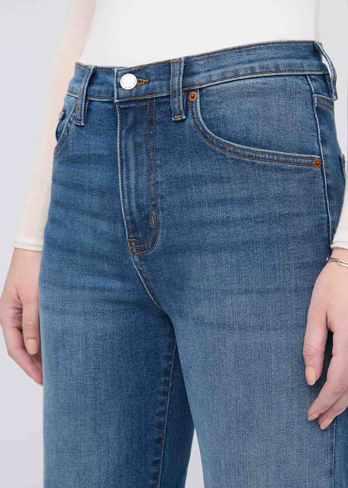 Performance Denim+ High Rise Straight - Mid Blue