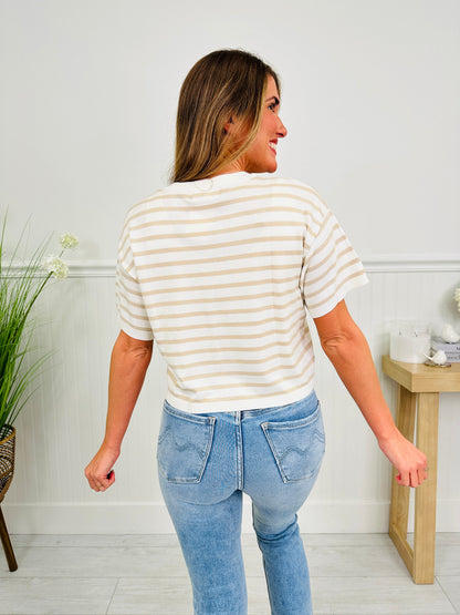 Signature Stripe Top In Taupe
