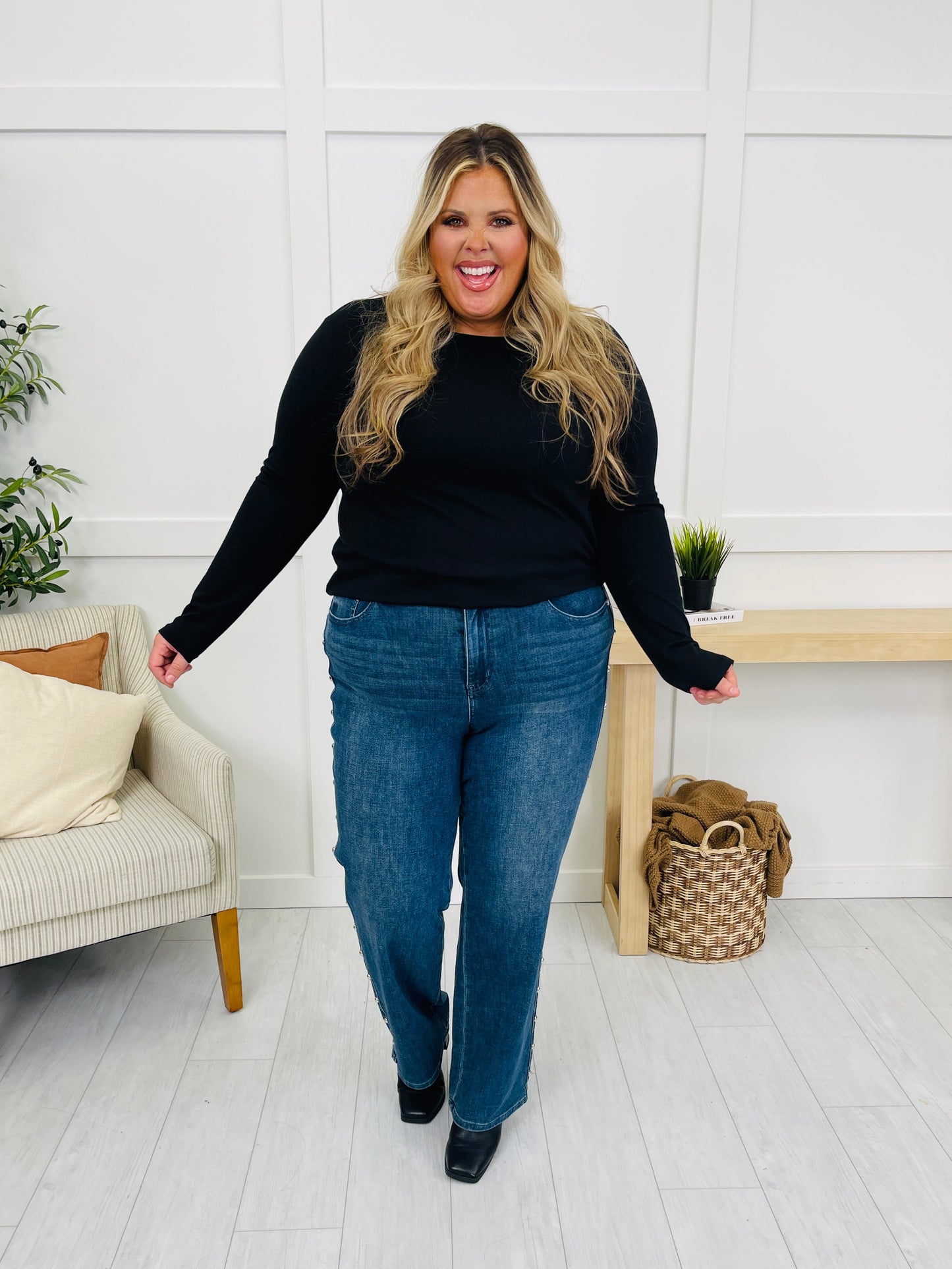 Judy Blue Straight Up Stud Straight Leg Jeans