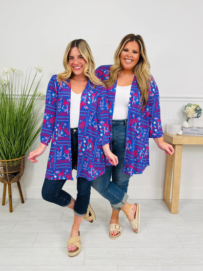 Layered in Spring Cardigan in Palm Tree Print