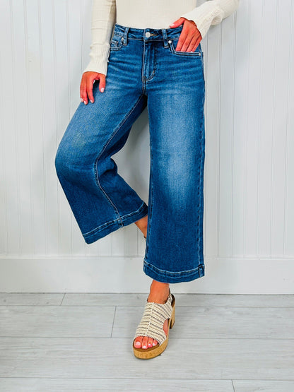 Judy Blue Places To Be Wide Leg Cropped Jeans