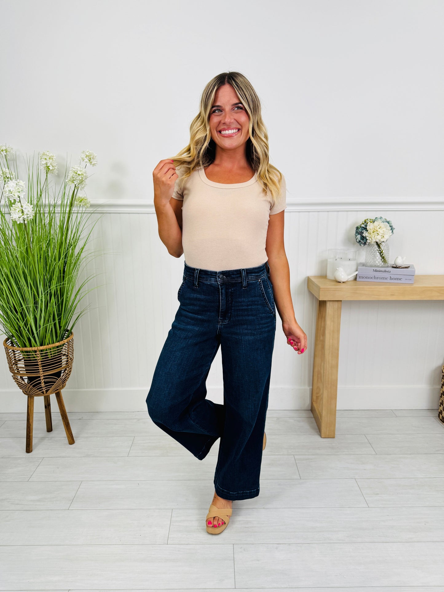 Judy Blue Timeless Touch Trouser Wide Leg Ankle Jeans