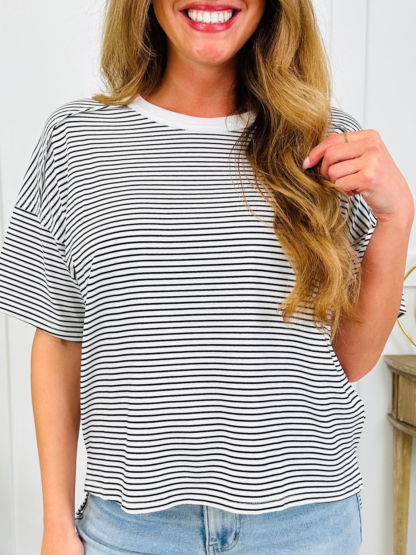 Effortless Stripe Top In Black