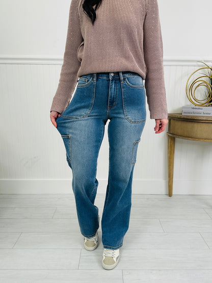 Judy Blue Cool and Collected Cargo Straight Jeans