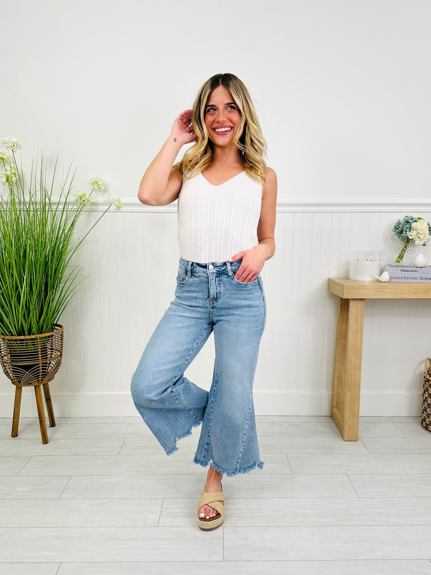 Made To Flatter Tummy Control Wide Leg Cropped Jeans