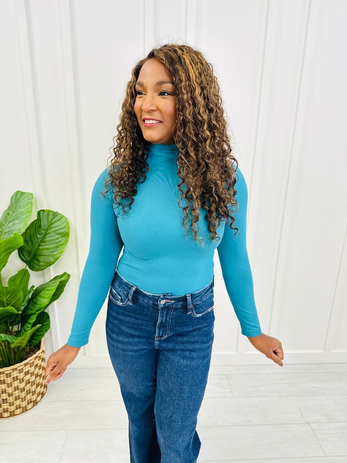 Seamless Mock Neck Long Sleeve Shapewear Top in Multiple Colors