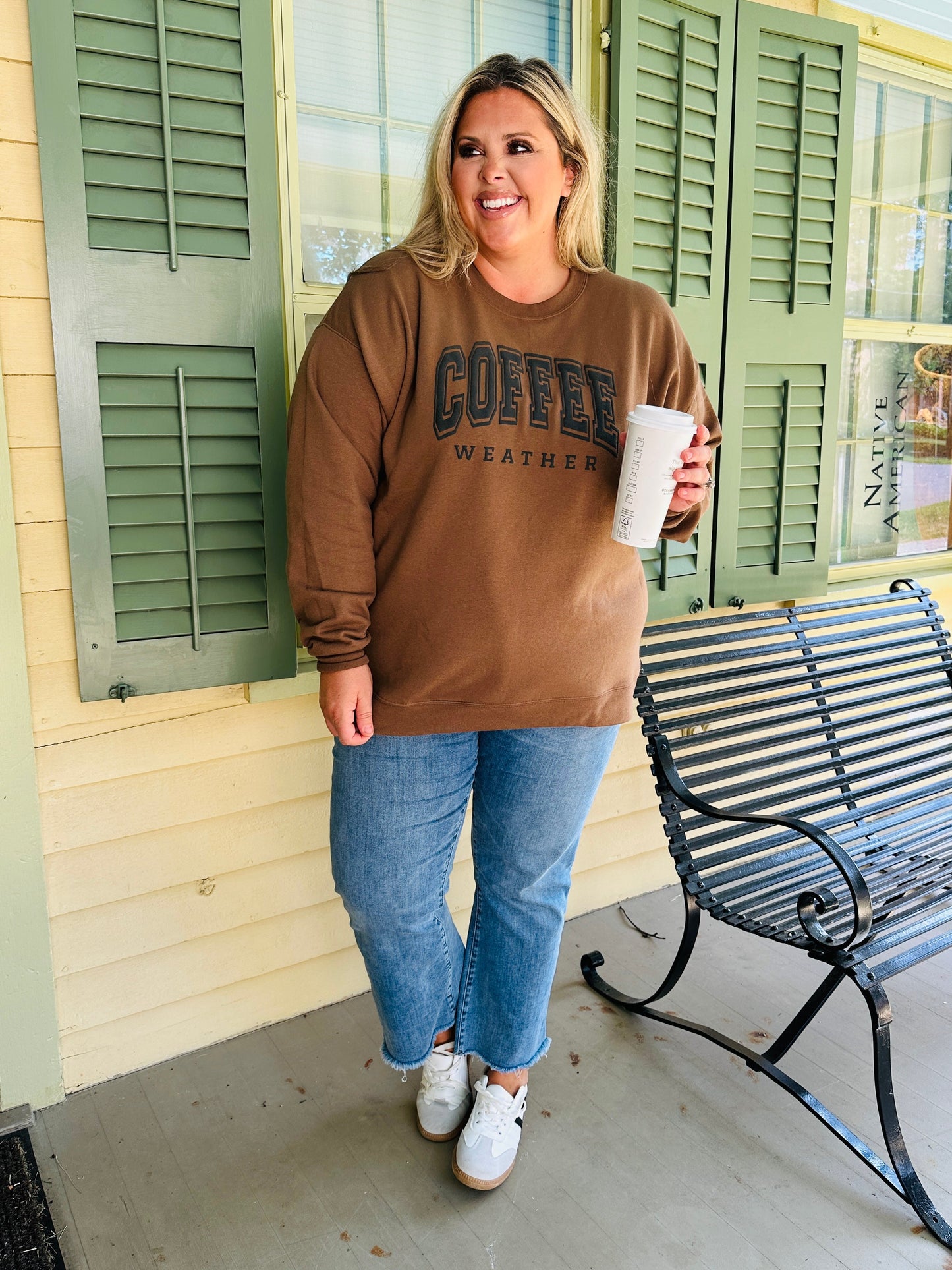 Coffee Weather Crewneck Sweatshirt in Chocolate