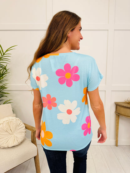 The Retro Petal Tee in Blue