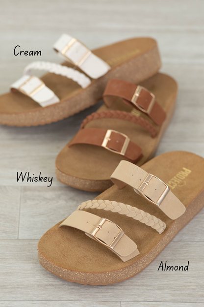 Braided Triple Strap Platform Sandals