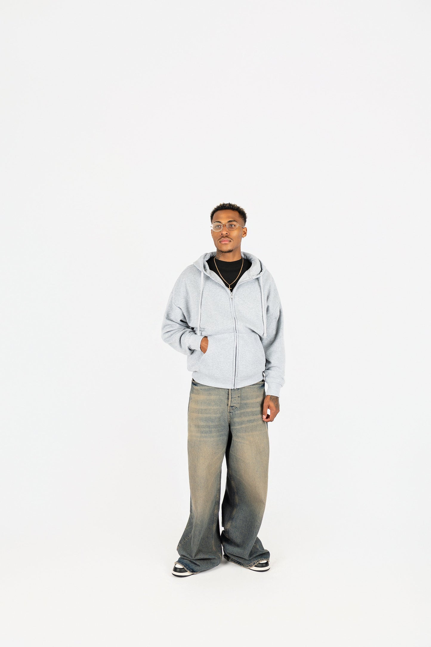 Oversize Drop Shoulder Zip Up Hoodie
