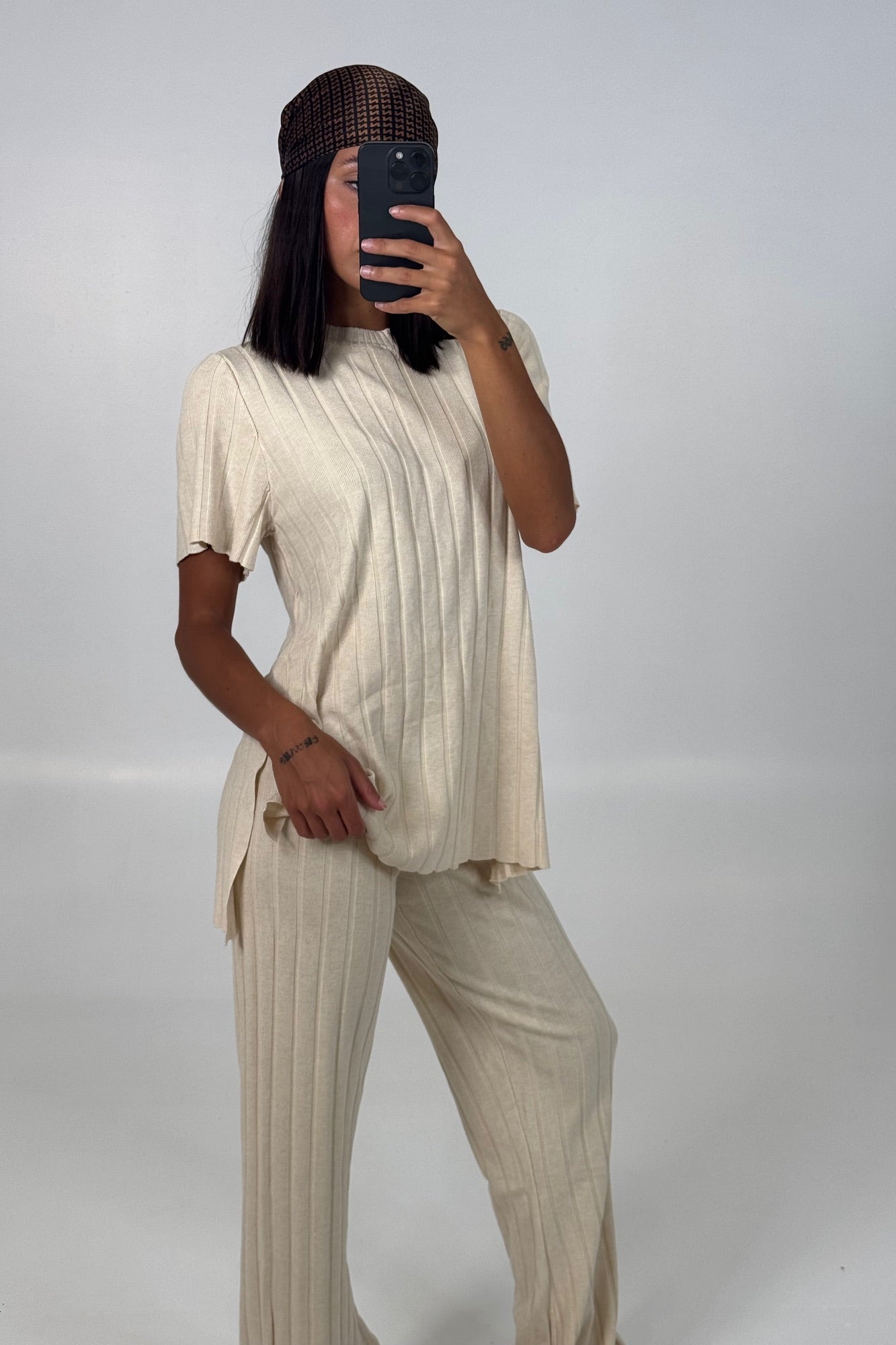 Leighton Ribbed Top Bone - FINAL SALE