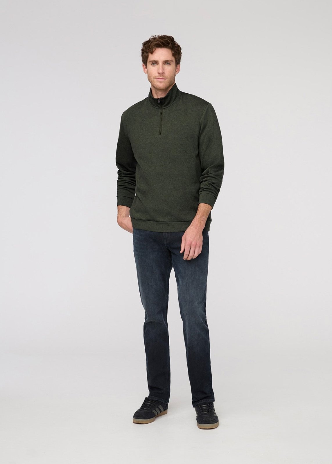 Performance Flannel Quarter Zip - Heather Peat