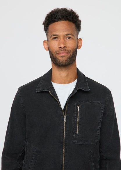 Stretch Canvas Utility Jacket - Black