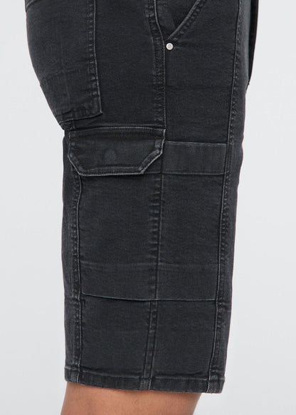 Stretch Canvas Cargo Short - Black