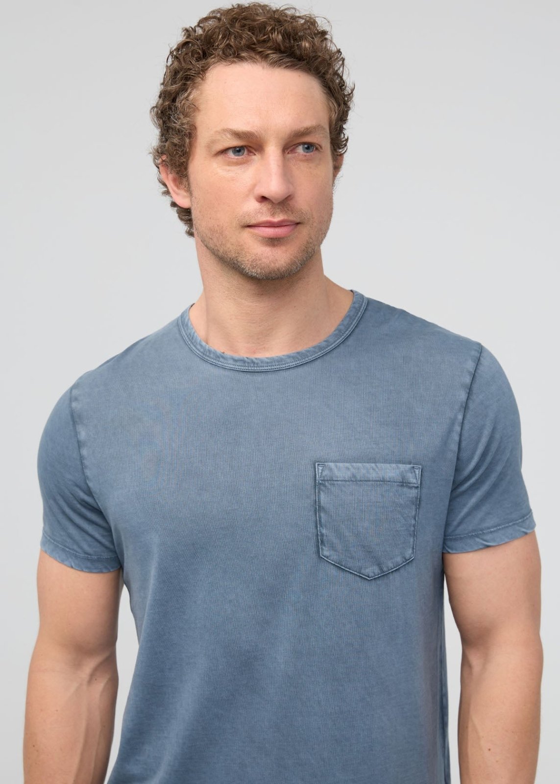 PurePima Vintage Pocket Tee - Washed Stone Blue