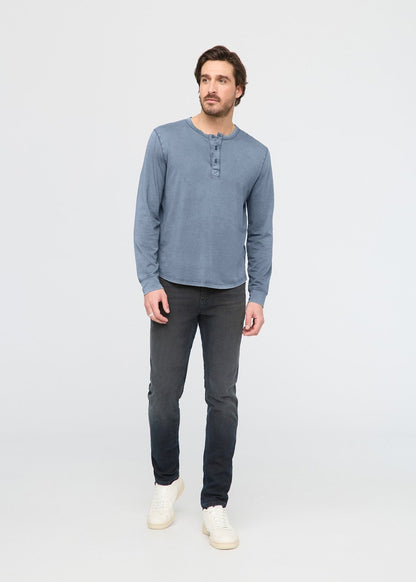 PurePima Vintage Henley - Washed Stone Blue