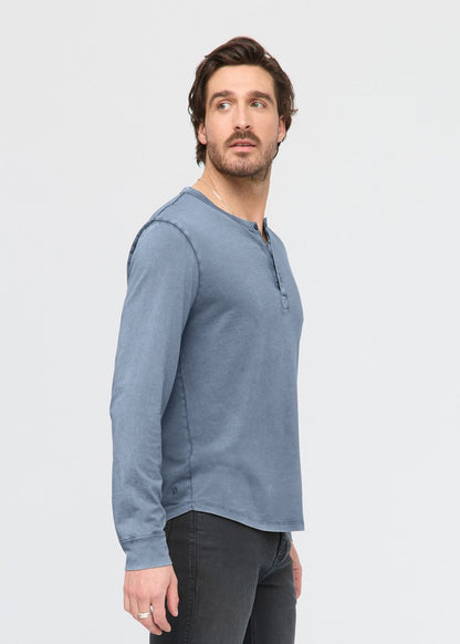 PurePima Vintage Henley - Washed Stone Blue