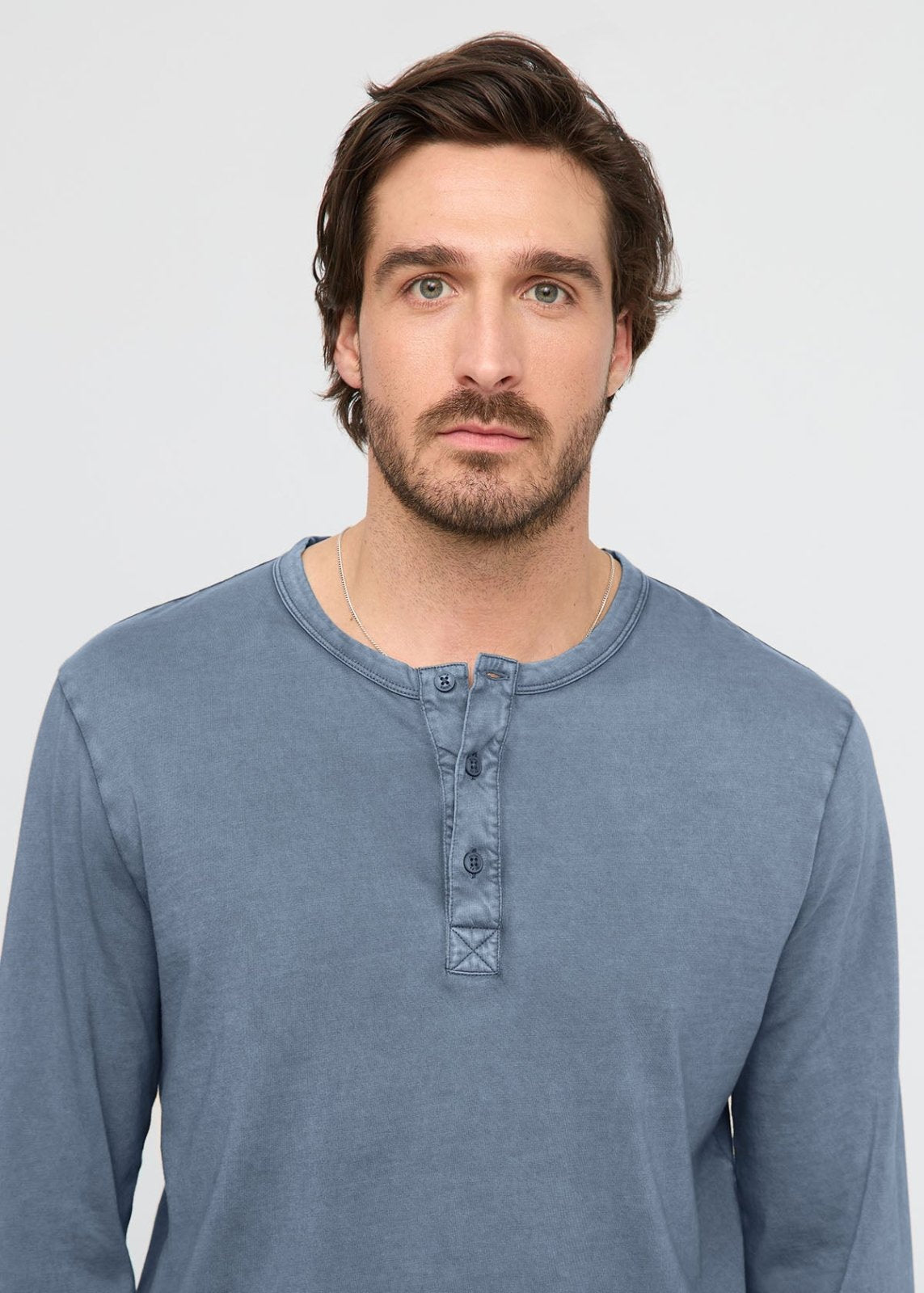 PurePima Vintage Henley - Washed Stone Blue
