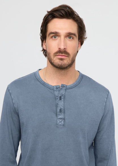 PurePima Vintage Henley - Washed Stone Blue