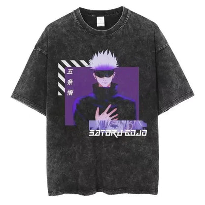 2024Japan Anime Print Oversize Cotton Mens Vintage TShirt