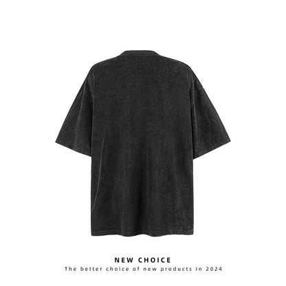 American vintage street T-shirt retro design men's summer loose half-sleeved shirt