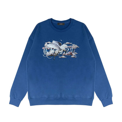 Amiri Long Sleeved Shirt Fashion Brand Crew Sweatshirts round Neck Sweater
