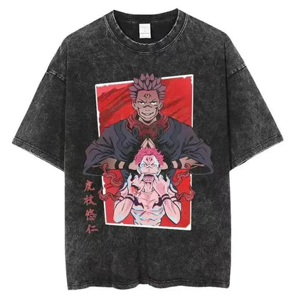 2024Japan Anime Print Oversize Cotton Mens Vintage TShirt (Prat 2)