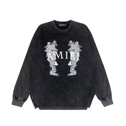 Amiri Long Sleeve Shirt Vintage T Shirt Washed and Worn Vintage Long Sleeve T-shirt