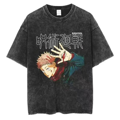 2024Japan Anime Print Oversize Cotton Mens Vintage TShirt (Prat 2)