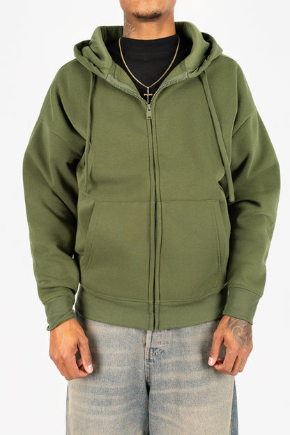 Oversize Drop Shoulder Zip Up Hoodie