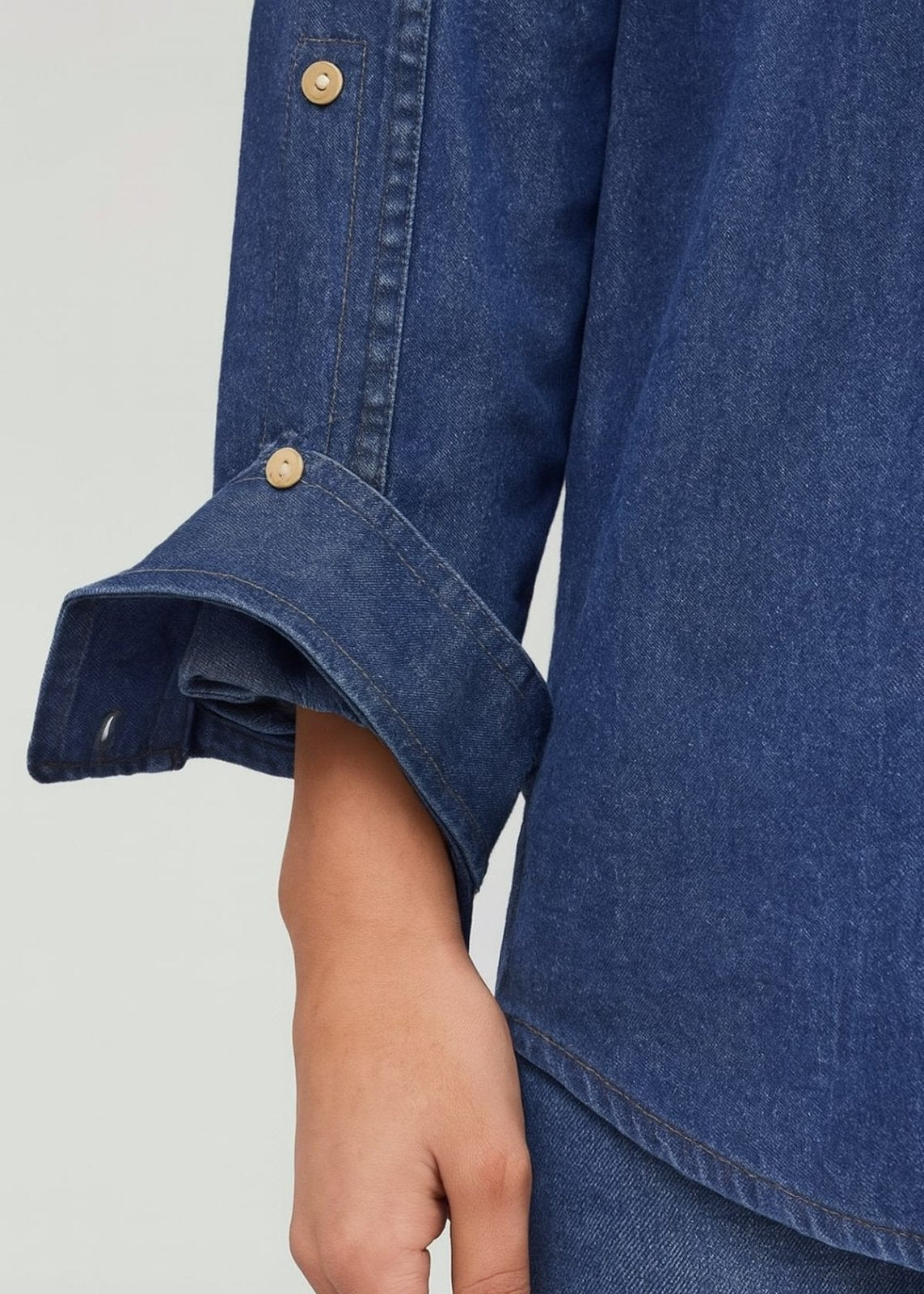 Performance Denim Lite Relaxed Button Down - Medium Stone
