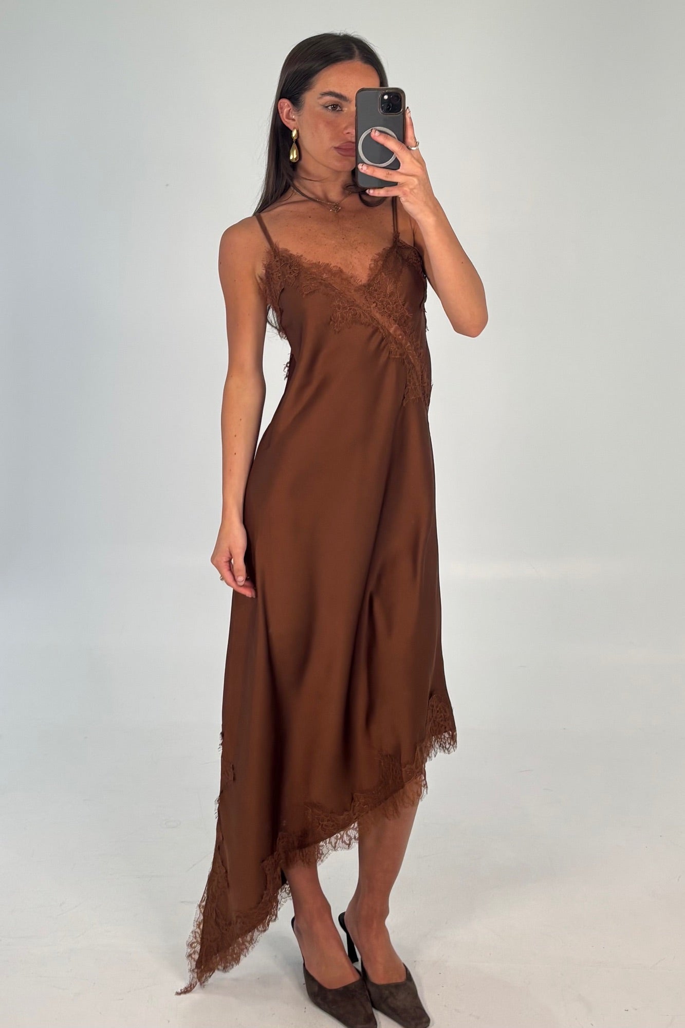 Blair Lace Midi Dress Chocolate - FINAL SALE