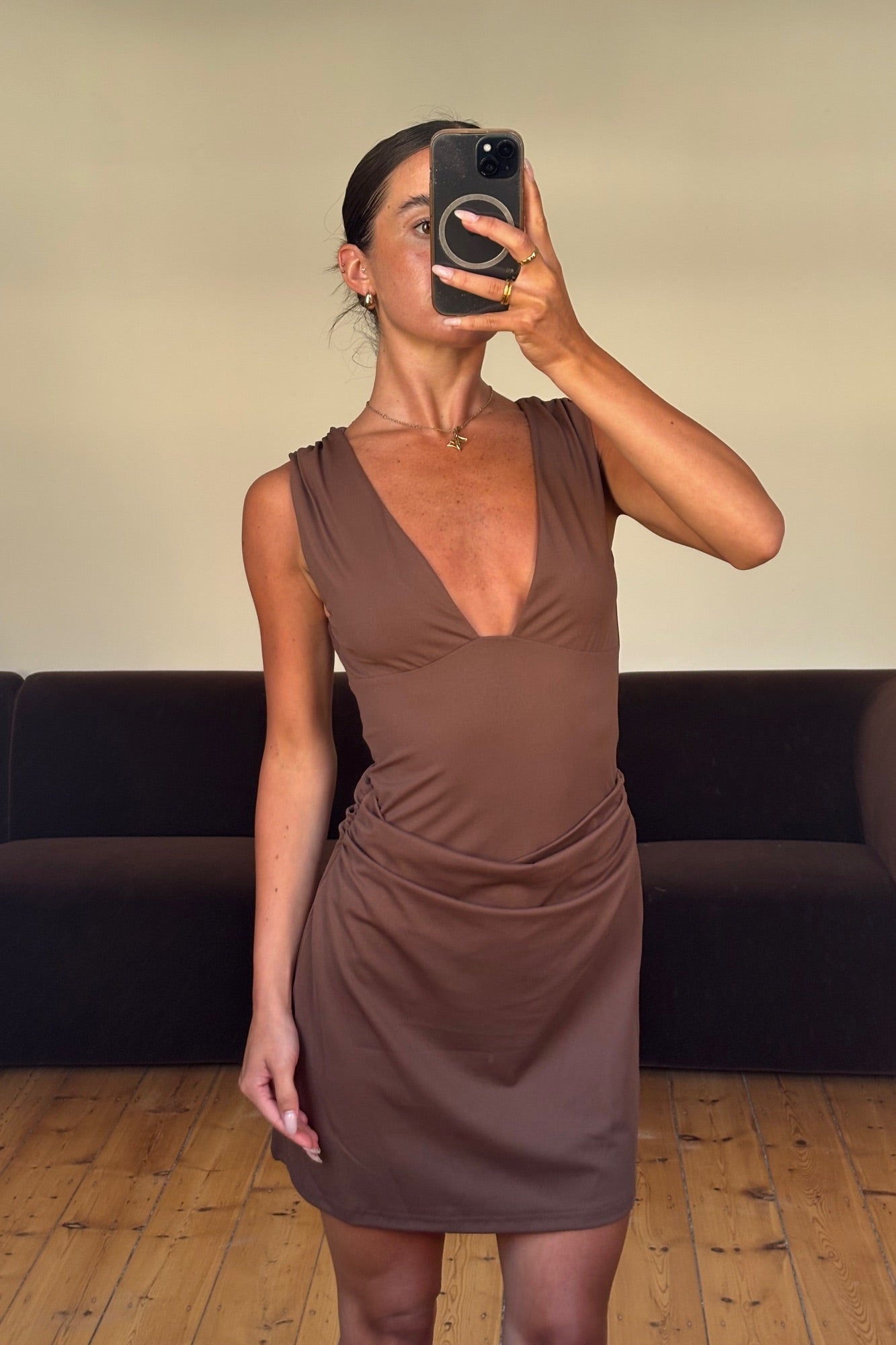 Dita Mini Dress Chocolate - FINAL SALE