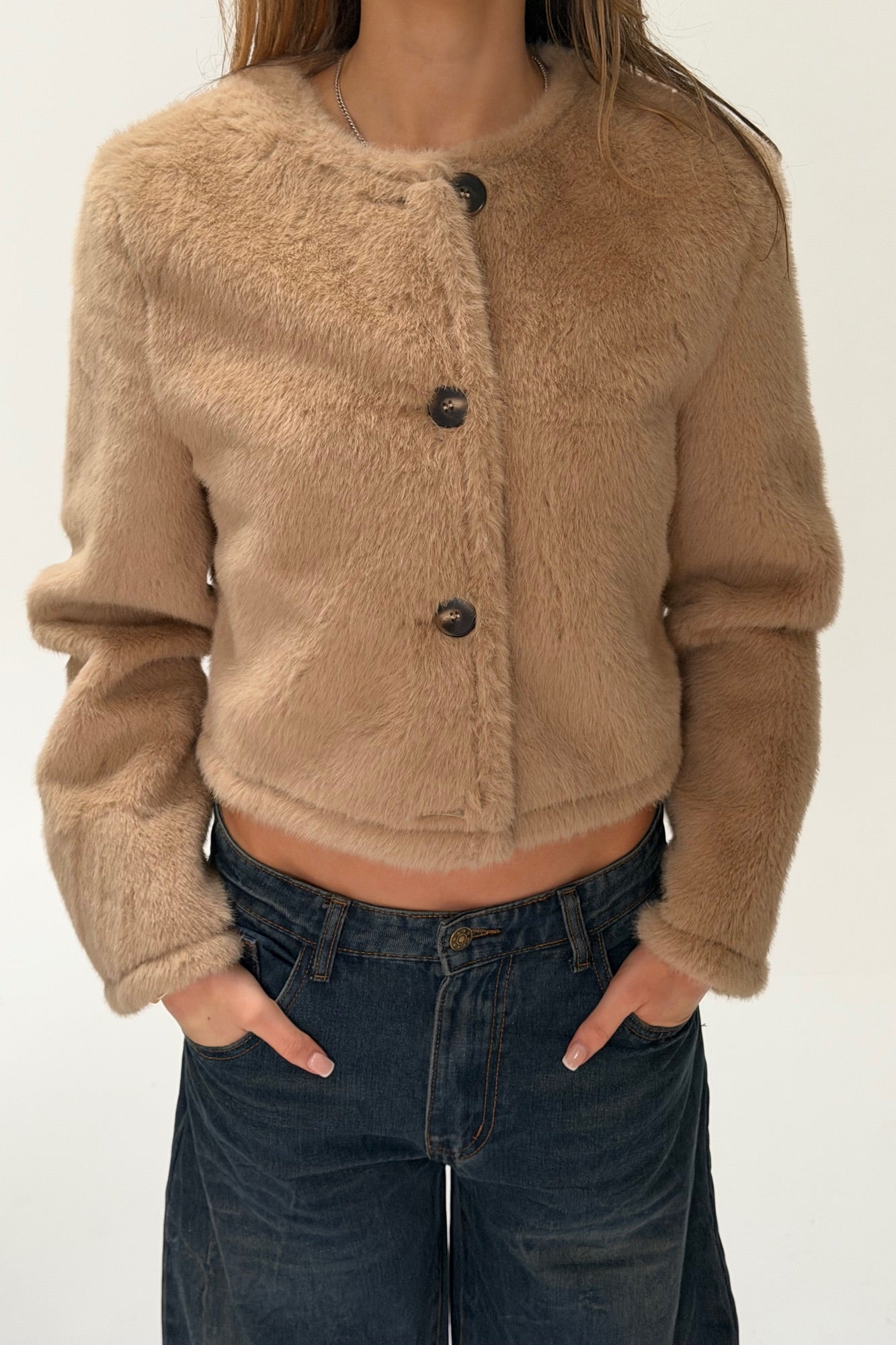 Kaylan Faux Fur Jacket Beige