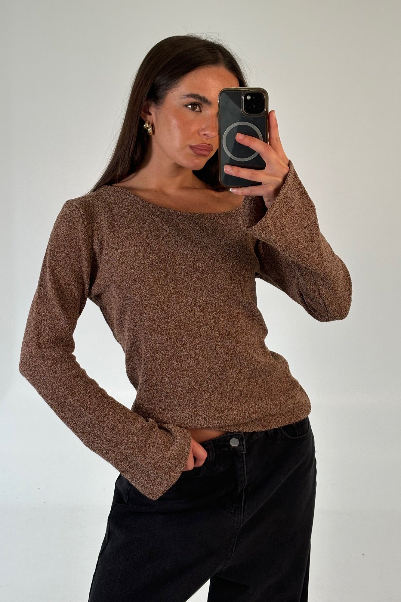 Hannah Long Sleeve Top Hazelnut - FINAL SALE